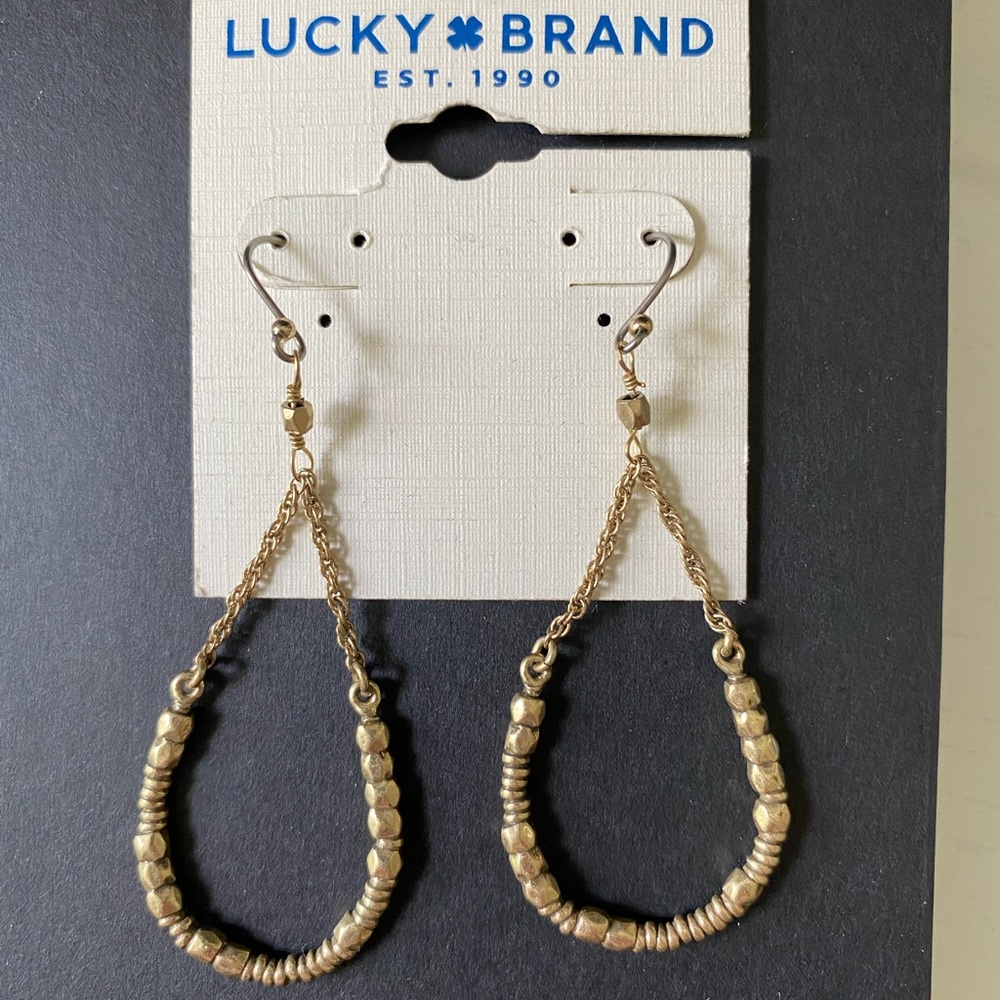 NWT lucky brand gold earrings and necklace set
